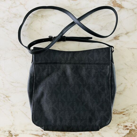 MICHAEL KORS Jet Set Travel Black Leather Large Messenger Crossbody Bag - Picture 4 of 10